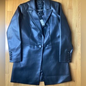 Black vegan leather coat BCBGMAXAZRIA
